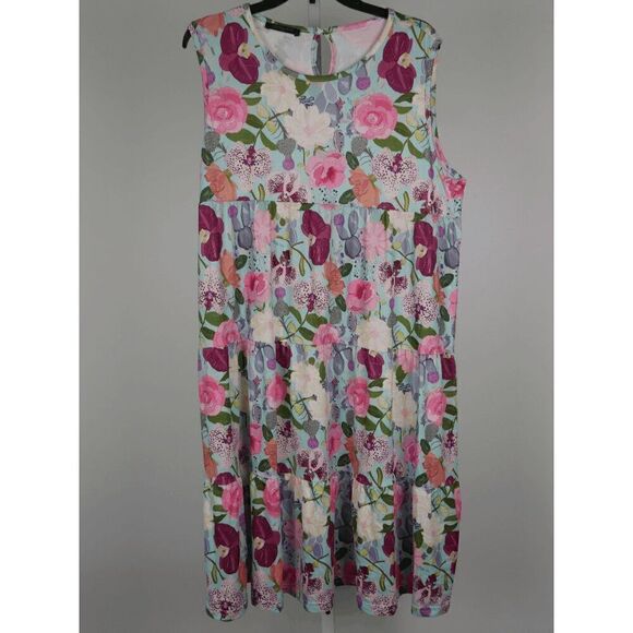 Women's Blue & Pink Floral Sleeveless Dress XL - Picture 2 of 9